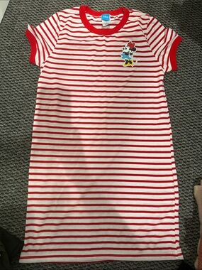 Disney Red & White Striped Minnie Patch Tee Dress